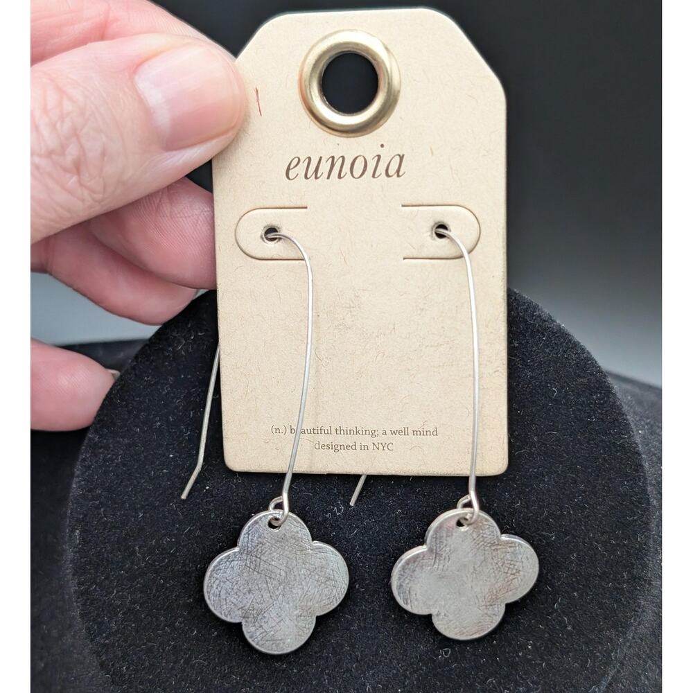 Eunoia Flower Drop Earrings Hook Dangle Lightweight Modern Design NYC Jewelry